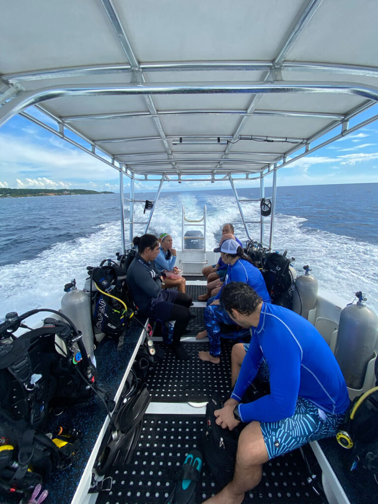 CORAL divers on boat in Honduras