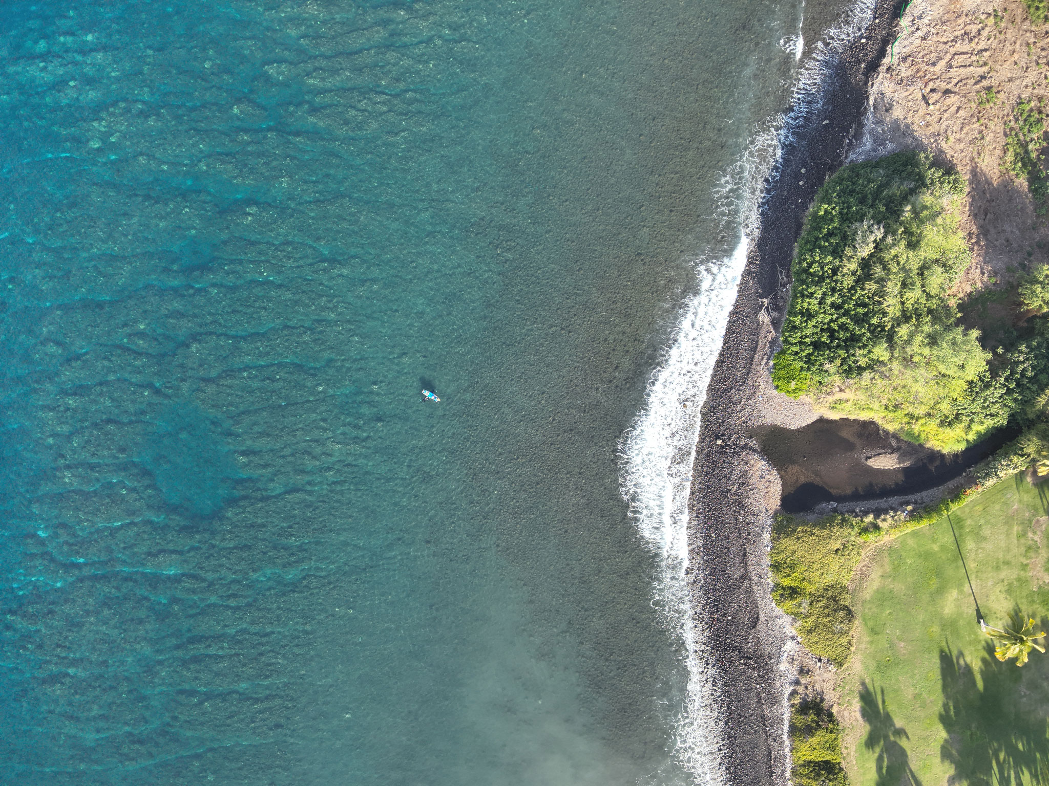 Aerial view of Maui Nui shoreline and coral reef
