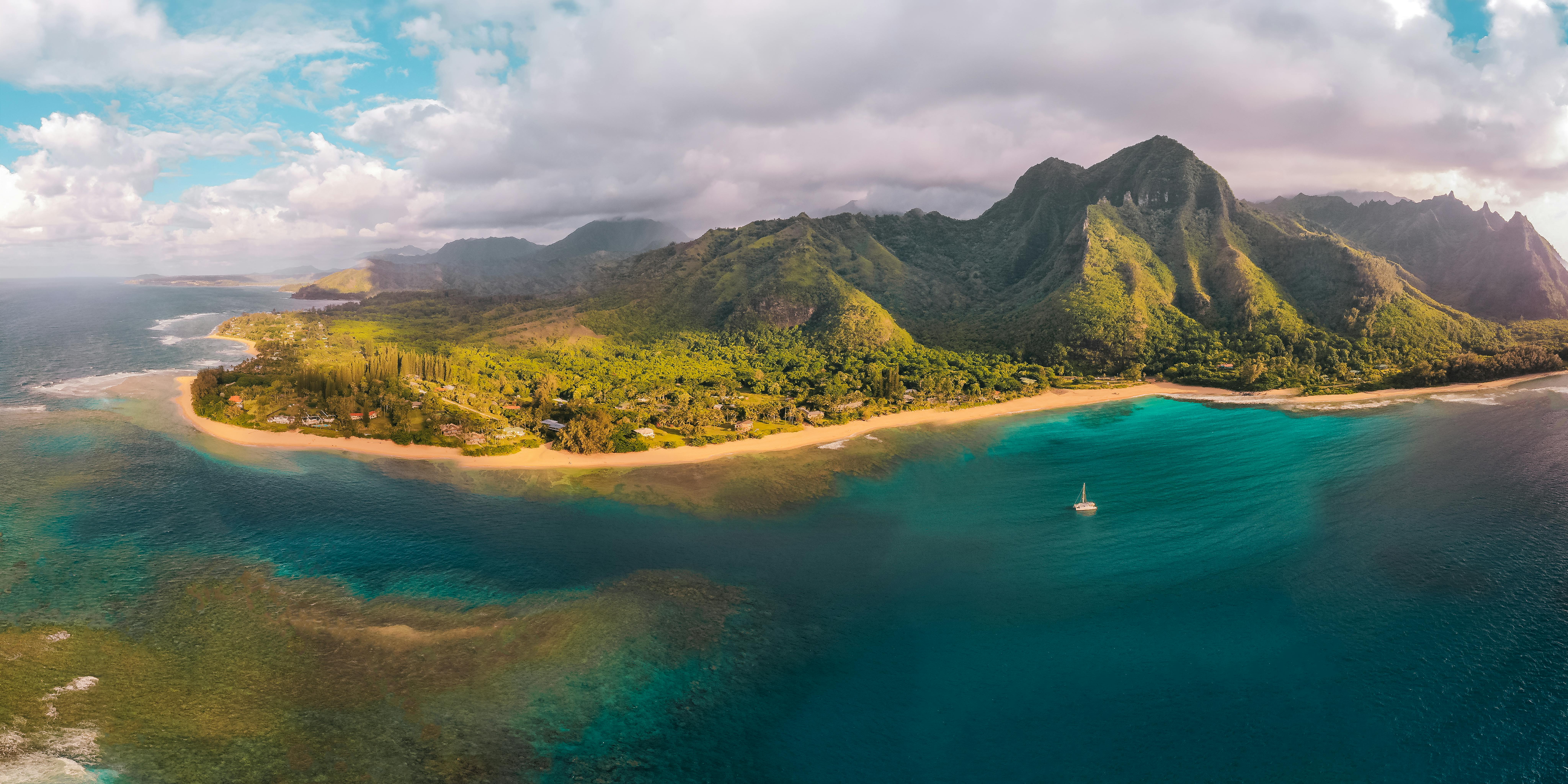Aerial photo of Hawaiian coastline